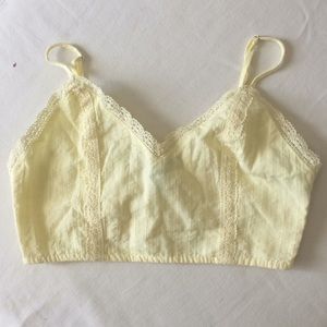 Lace Brandy Melville Crop Top Baby Yellow Pastel